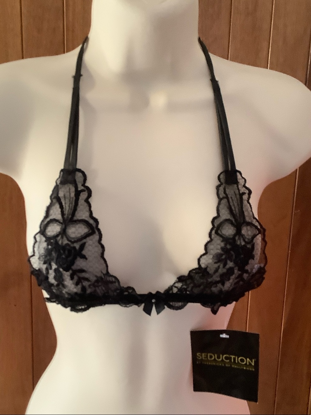 Frederick’s of Hollywood SEDUCTION Black Sheer Lace Bra Bralette